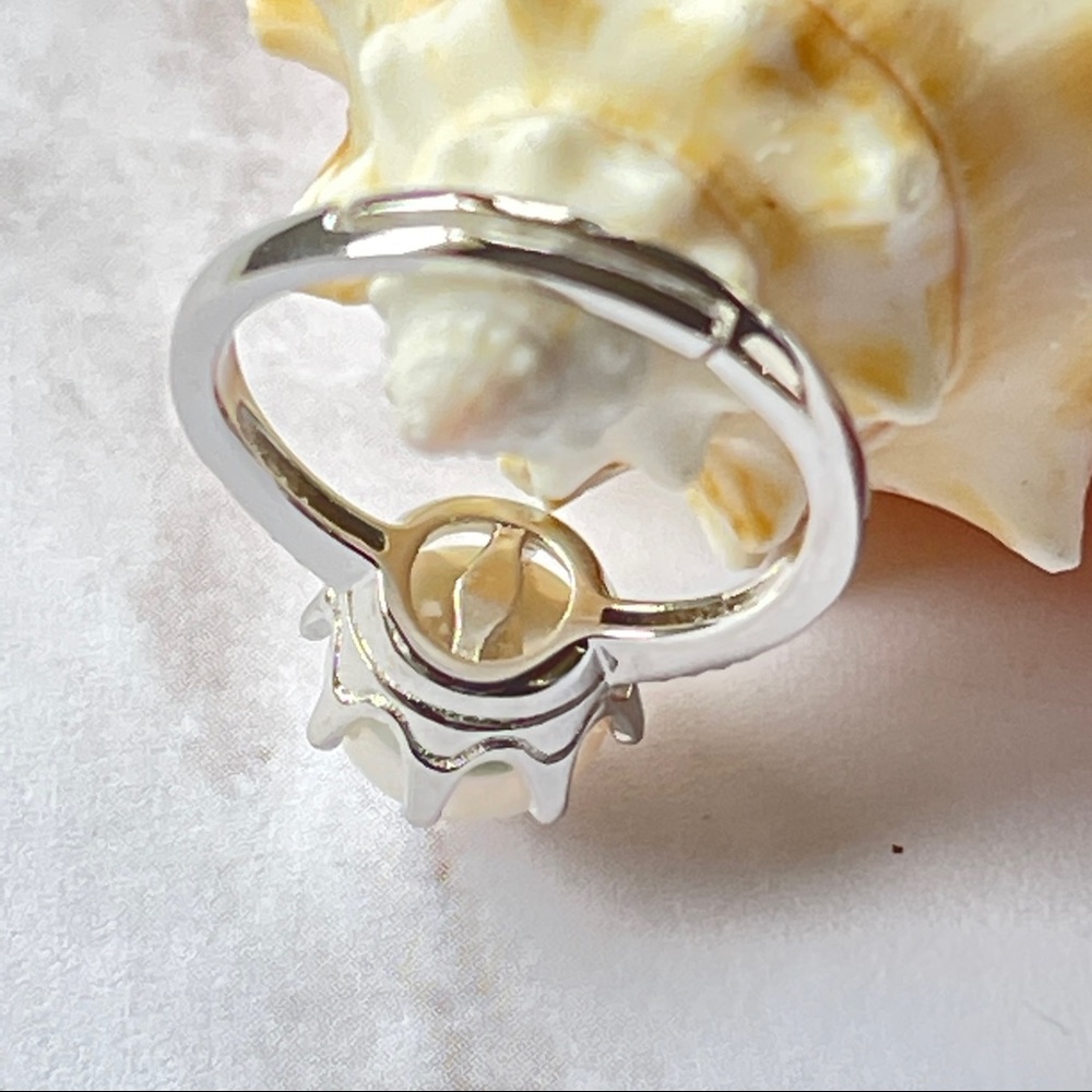 Womens 925S White Cultured Freshwater Pearl Adjustable Ring Engagement Design - Picture 12 of 15